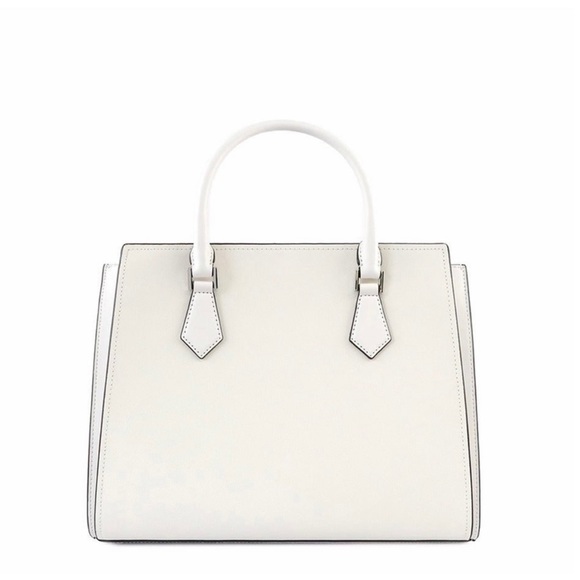 NWT Michael Kors Hope Medium Saffiano Leather Messenger Bag In Optic White - Picture 2 of 12